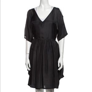 Electric feathers convertible silk dress